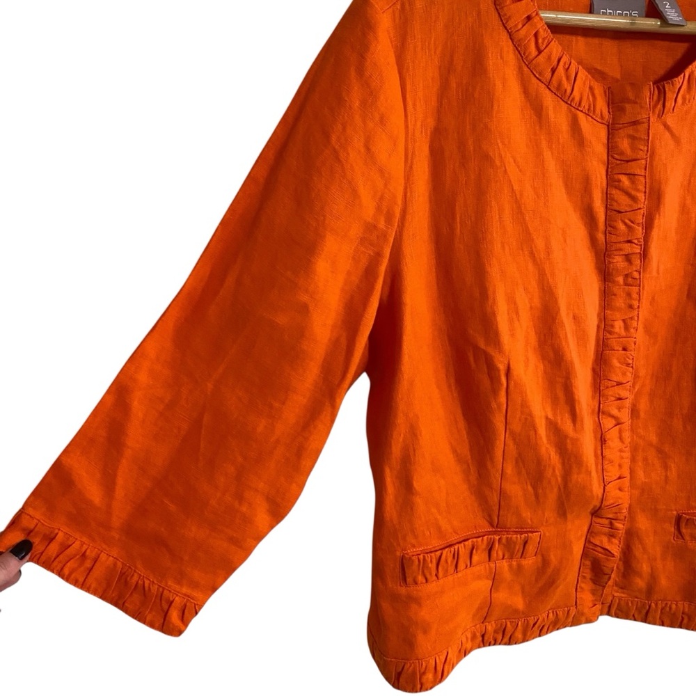 Chico’s Bright Orange Fall Snap Button Closure Li… - image 4